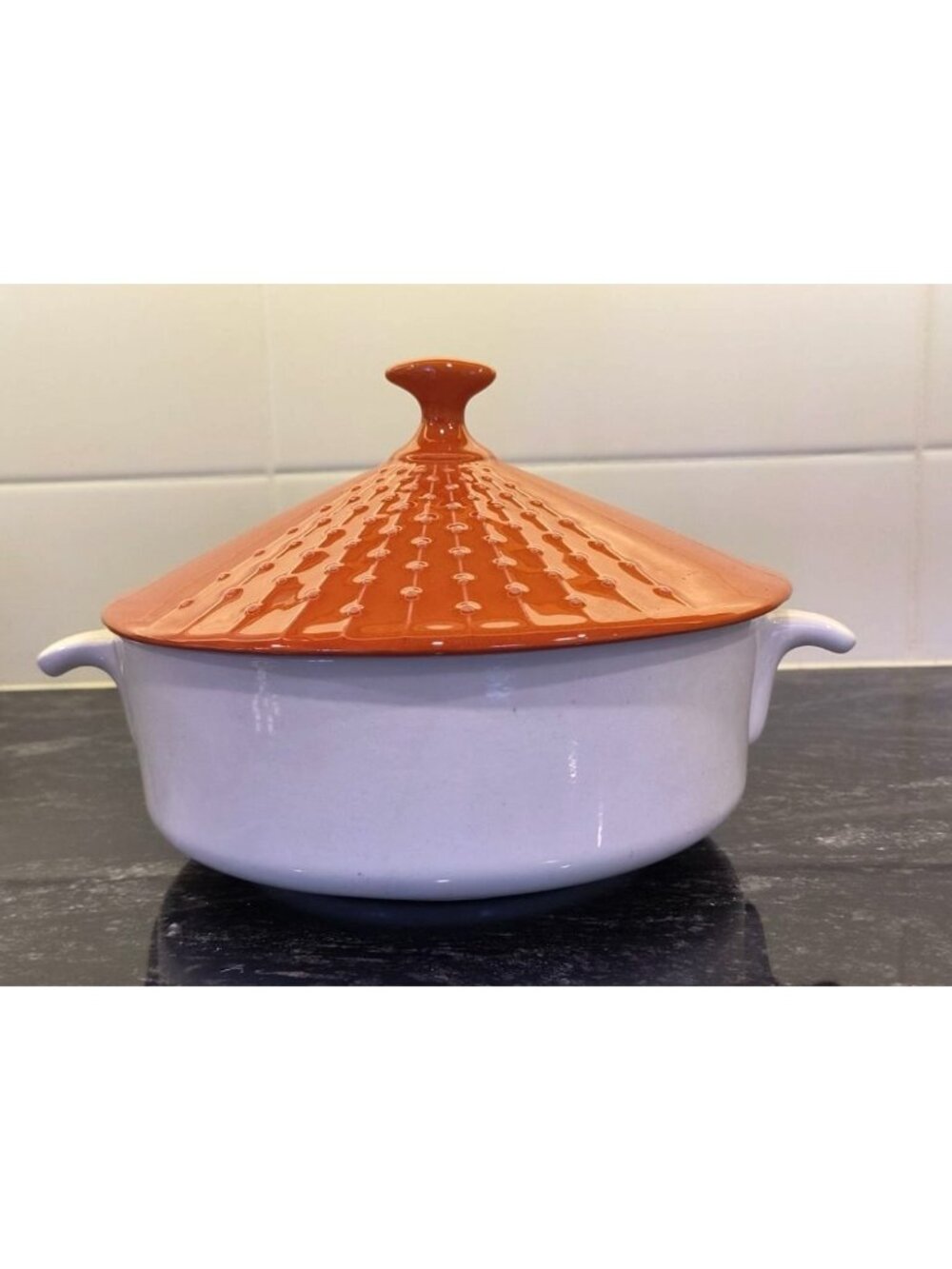 Vintage Casserole Lidded Dish Dansk Kobenstyle Style White & Orange